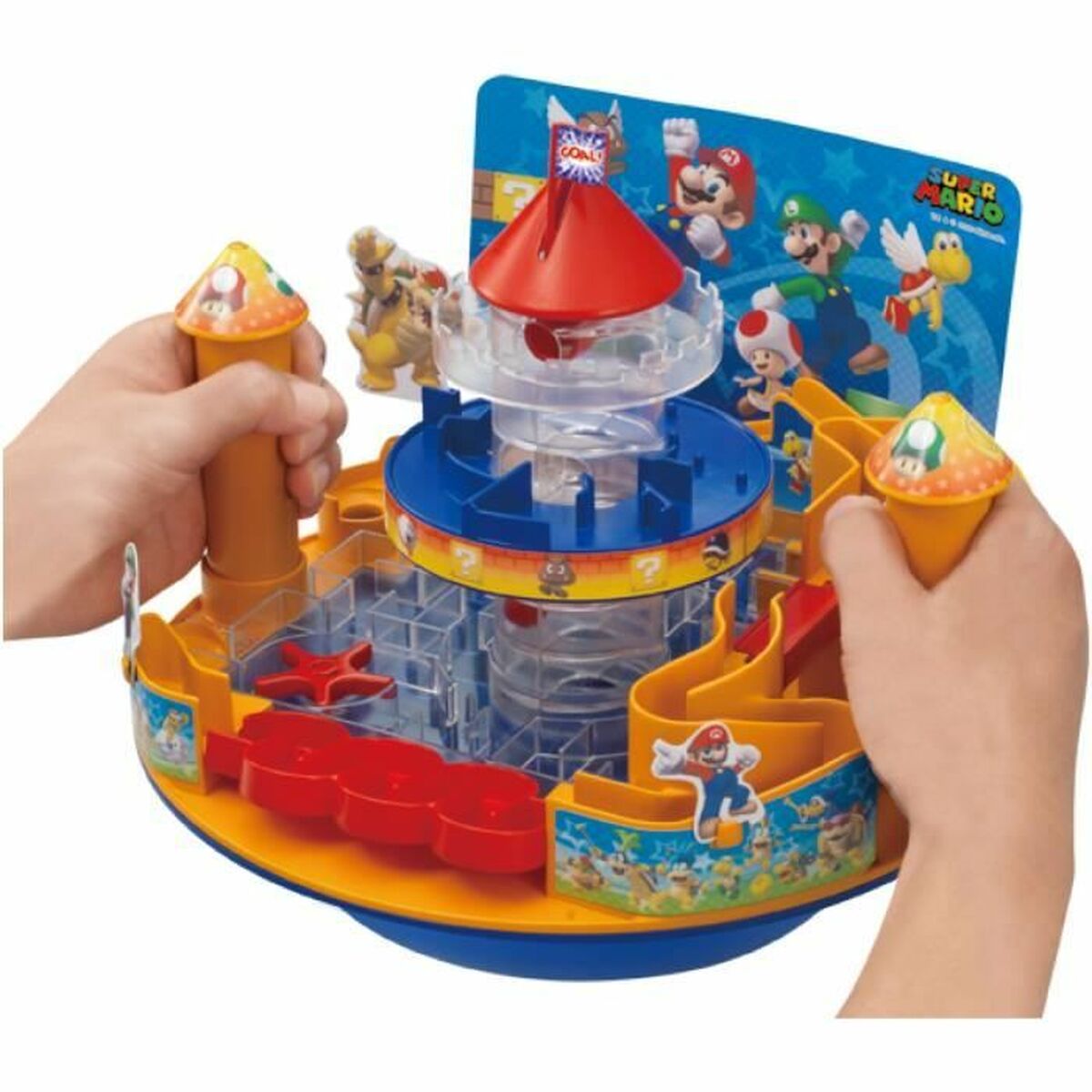Juego de mesa Super Mario para niños con circuito y personajes, ideal para diversión infantil.