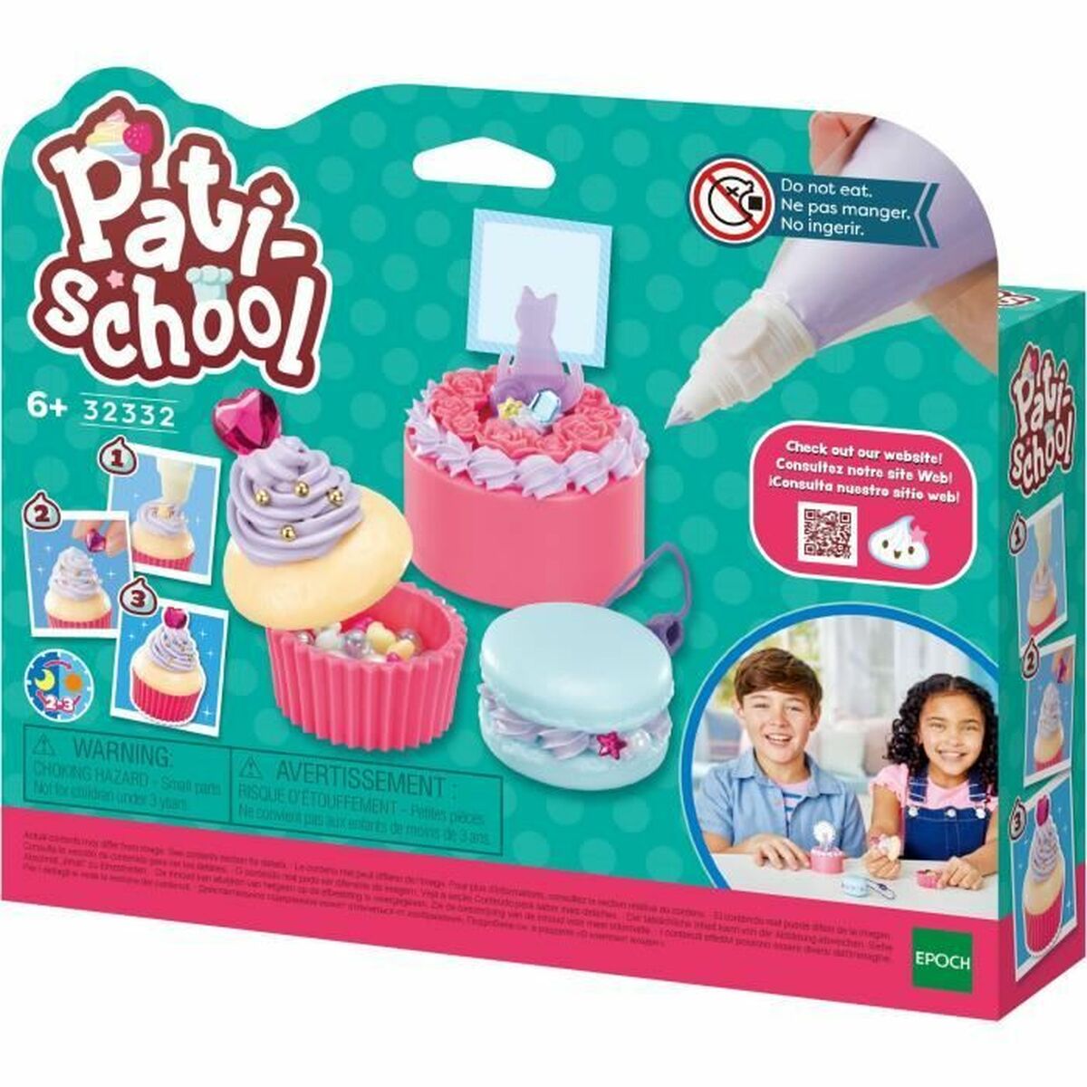 Juego de Manualidades EPOCH D'ENFANCE Pati School Cakes, kit infantil para crear cupcakes coloridos, recomendado para mayores de 6 años.