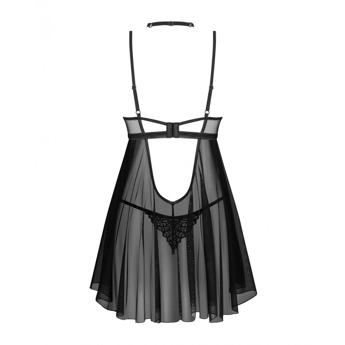 Salto de Cama 5 Obsessive lingerie en color negro, estilo erótico con encaje y diseño sexy.