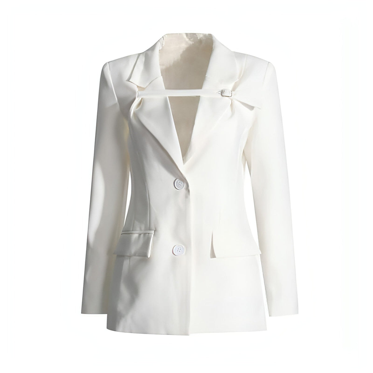 Chaqueta de Traje Slim Fit Patchwork | Mujer | Tejido Premium | Color Blanco