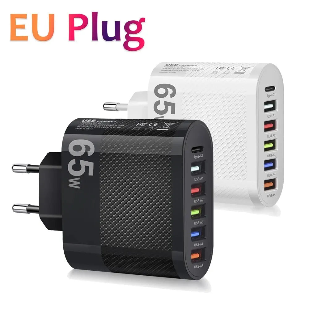 3.1A 5Ports USB Charger PD Charging Adapter for Xiaomi Iphone 13 Samsung Mobile Phone Plug Charging QC 3.0 Wall Charger