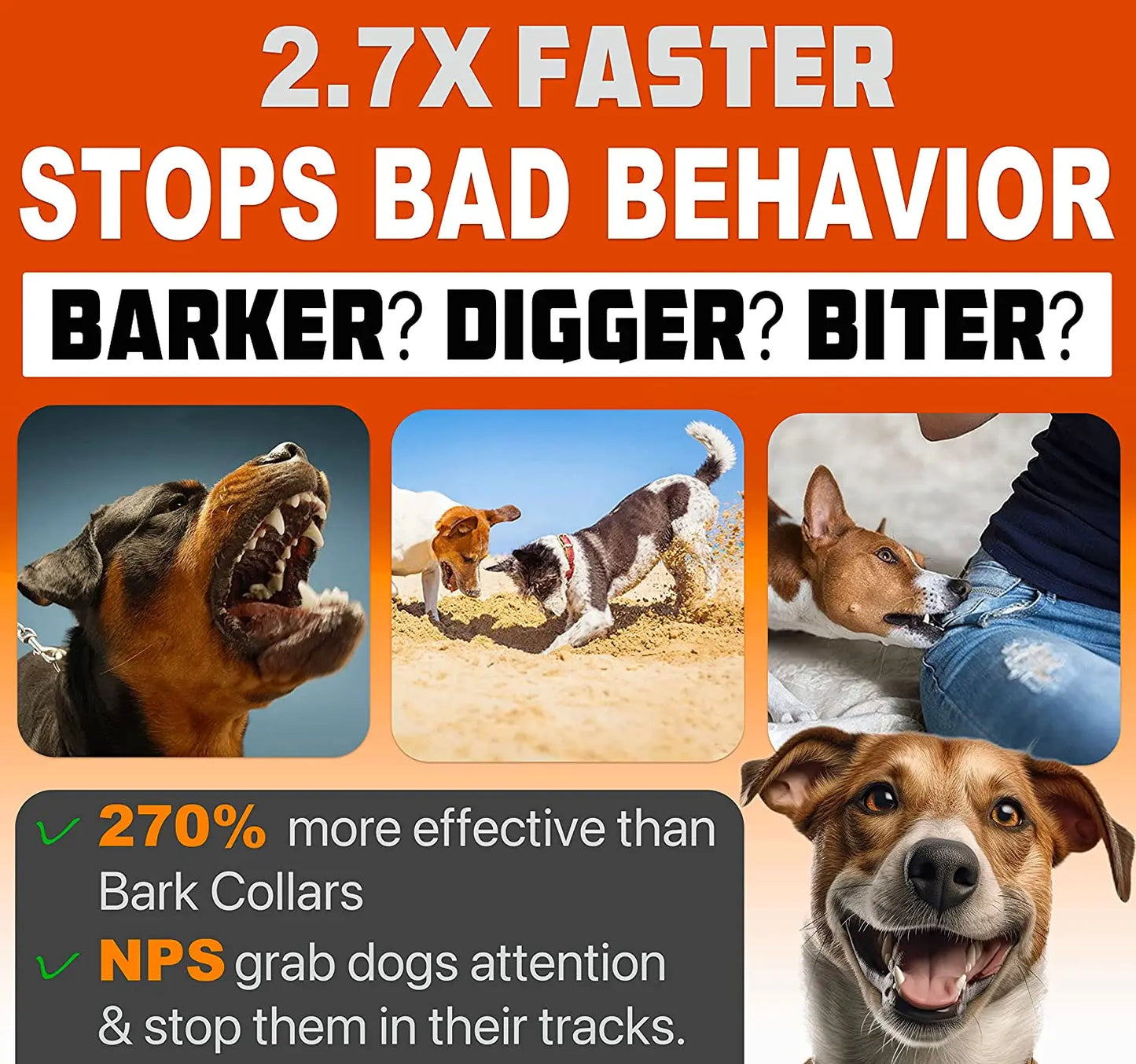 Pet Dog Repeller Ultrasonic Dog Training Device Rechargeable anti Dog Bark Deterrent Device with LED Flashlight