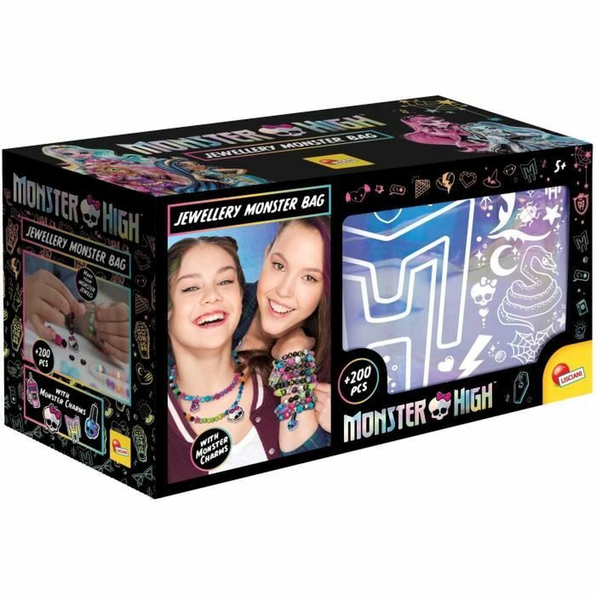 Abalorios Lisciani Giochi Jewellery Monster bag, juego de manualidades para niños, incluye 200 piezas.