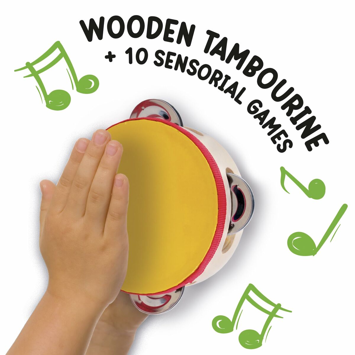 Juego educativo Montessori para niños con tambor de madera y 10 juegos sensoriales.