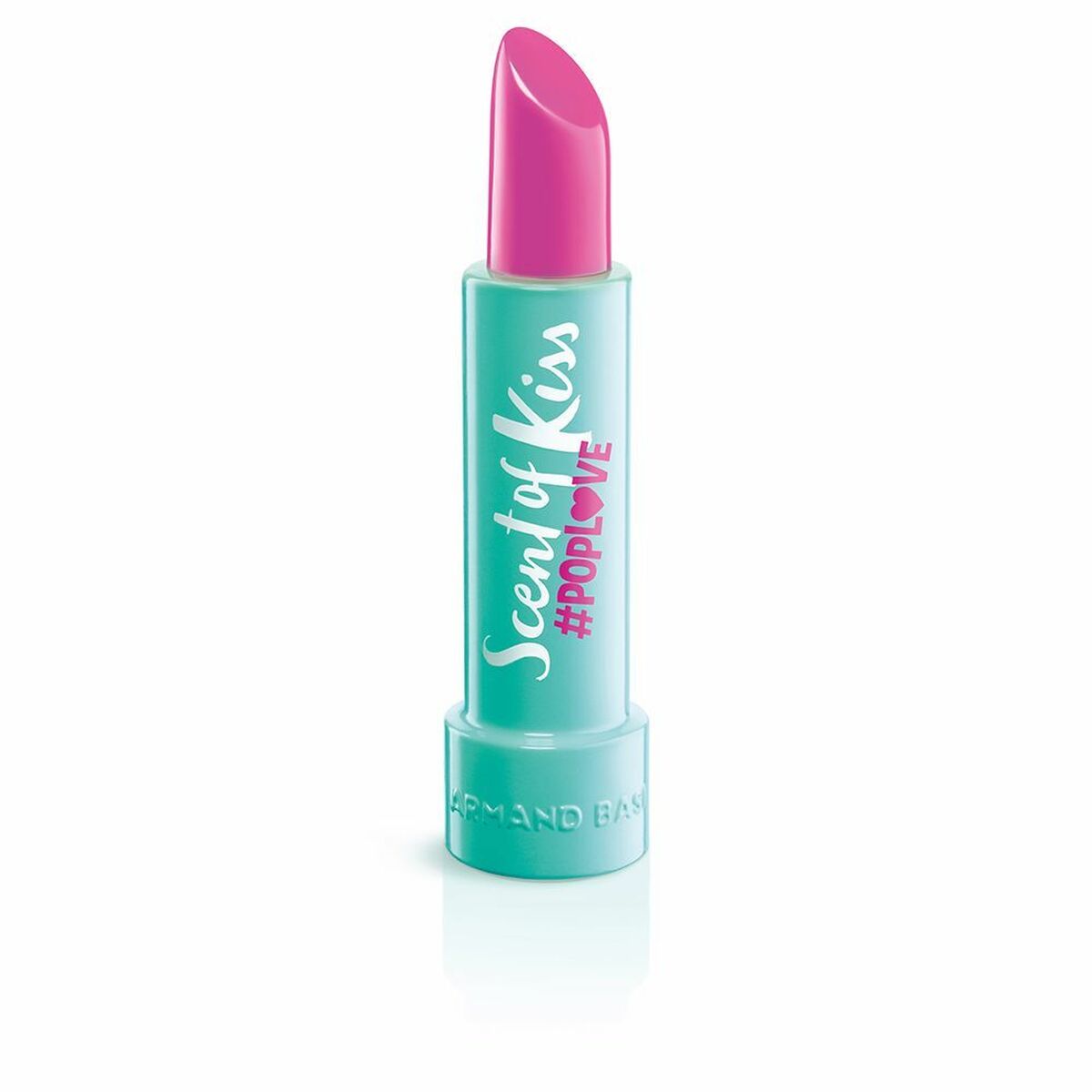 Armand Basi Scent of Kiss lipstick in vibrant pink shade, showcasing the trendy pop love design.
