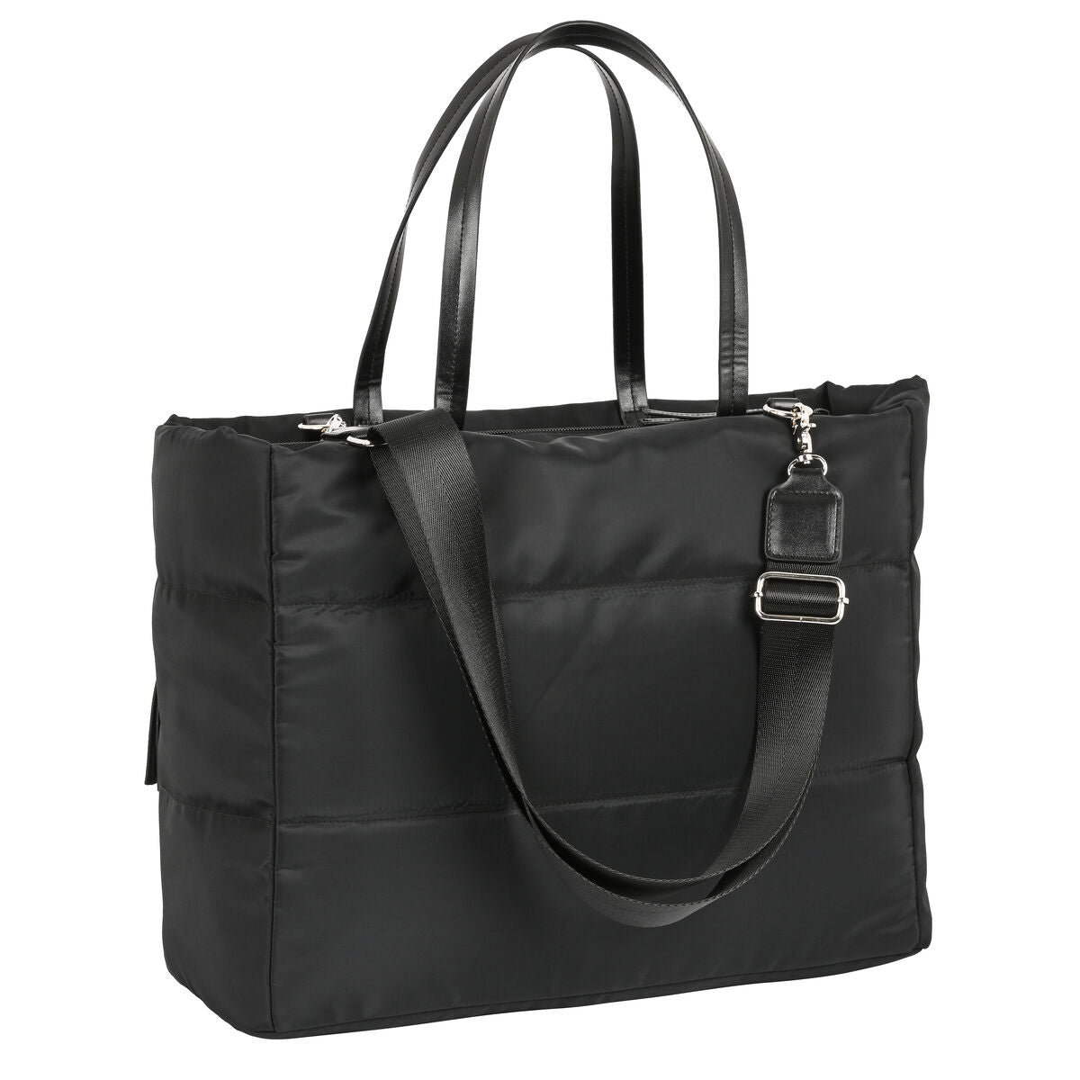 Bolso acolchado negro para niños, diseño moderno y funcional, ideal para el día a día.