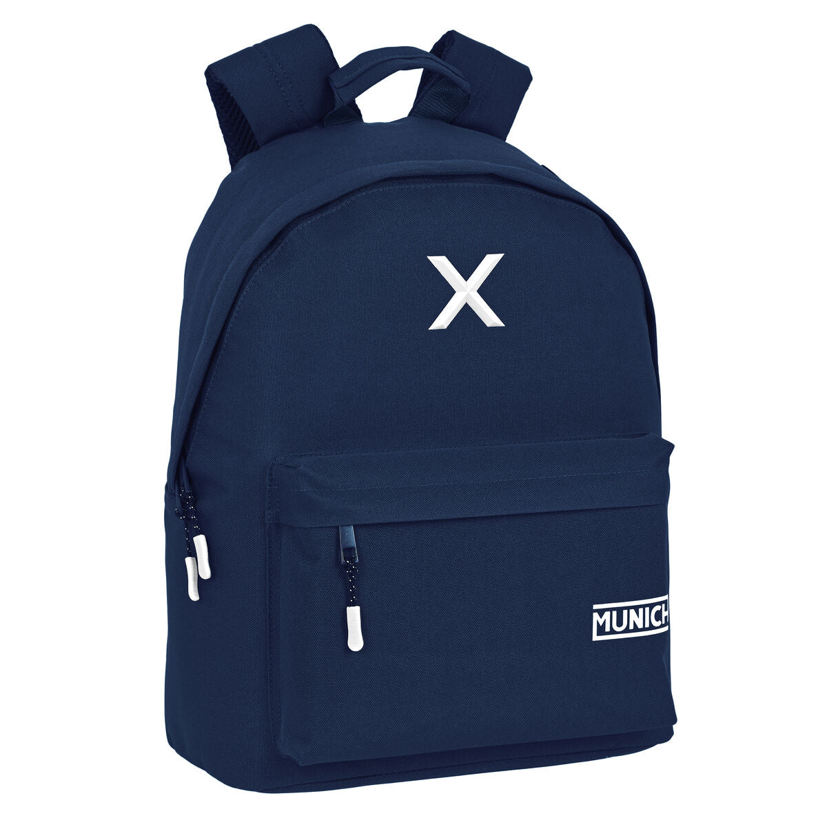 Mochila portátil niños azul marino de Munich, perfecta para llevar al colegio y proteger sus pertenencias.