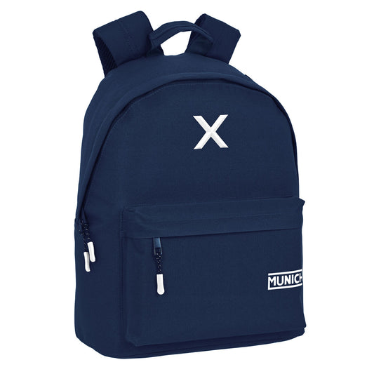 Mochila portátil niños azul marino de Munich, perfecta para llevar al colegio y proteger sus pertenencias.
