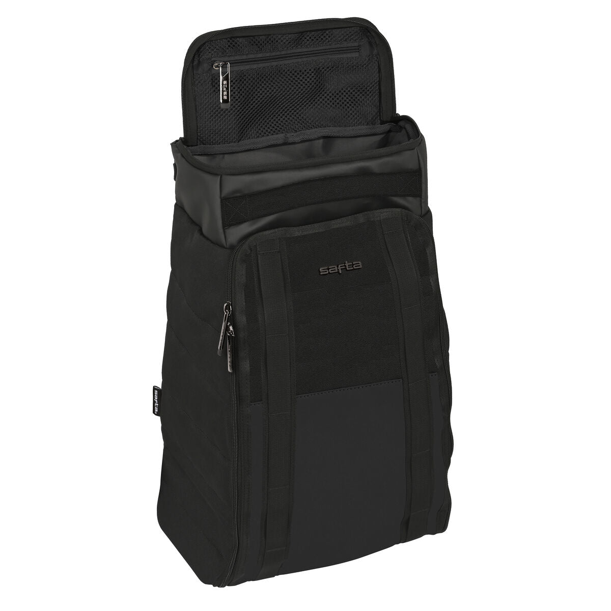 Mochila Safta Black para negocios en color negro con múltiples compartimentos y cremalleras. Medidas 33 x 55 x 18 cm.