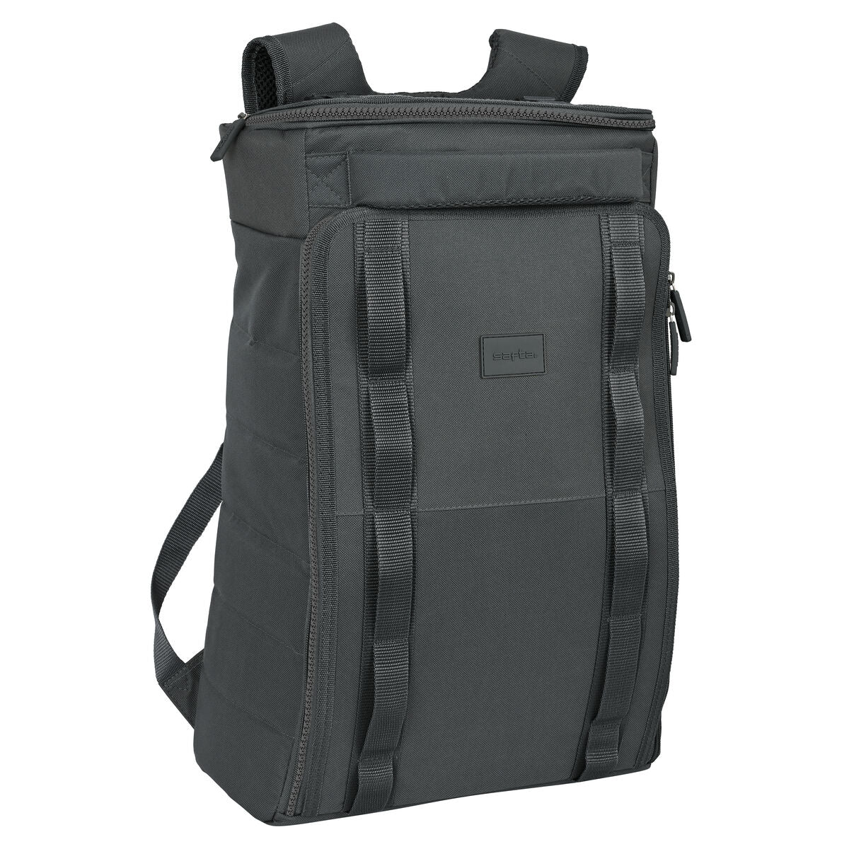Mochila de viaje gris Safta 33x55, moderna y funcional, perfecta para tus aventuras y complementos de moda.