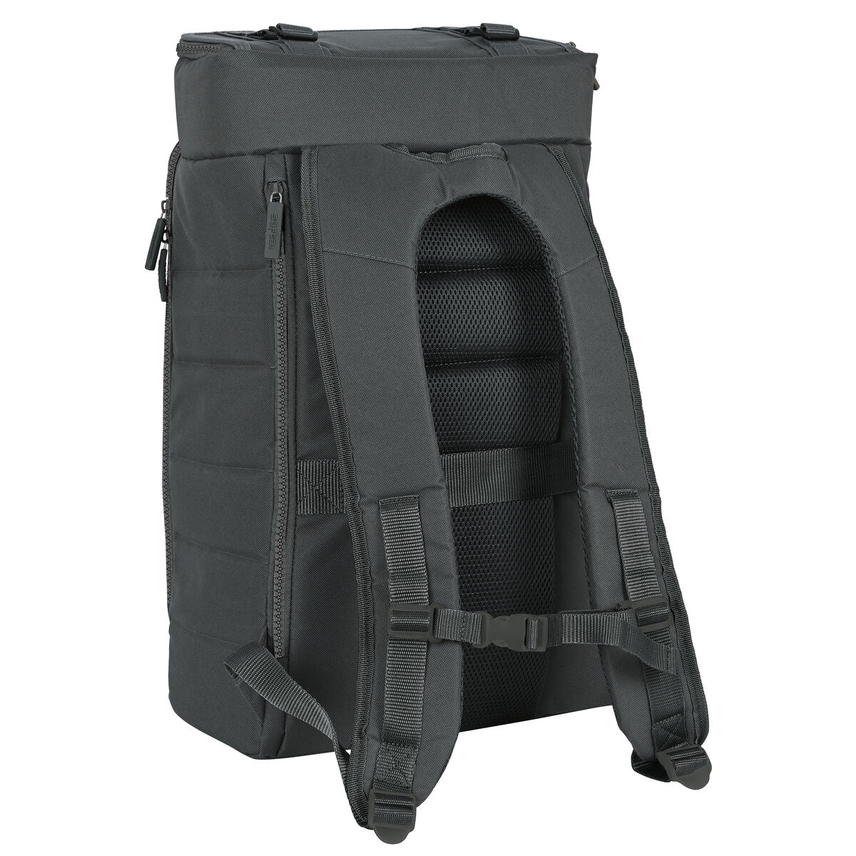 Mochila de viaje gris Safta 33x55 con asa superior y hombreras acolchadas, ideal para jóvenes.