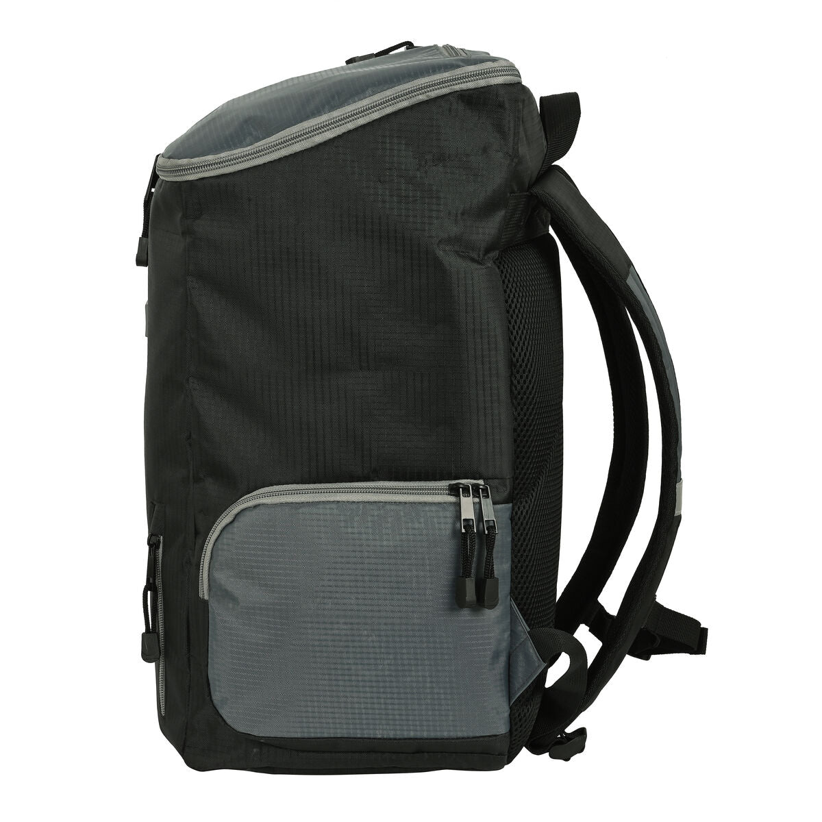 Mochila deportiva para niños Safta en color negro gris con bolsillo lateral y estilo moderno, 28 x 50 x 22 cm.