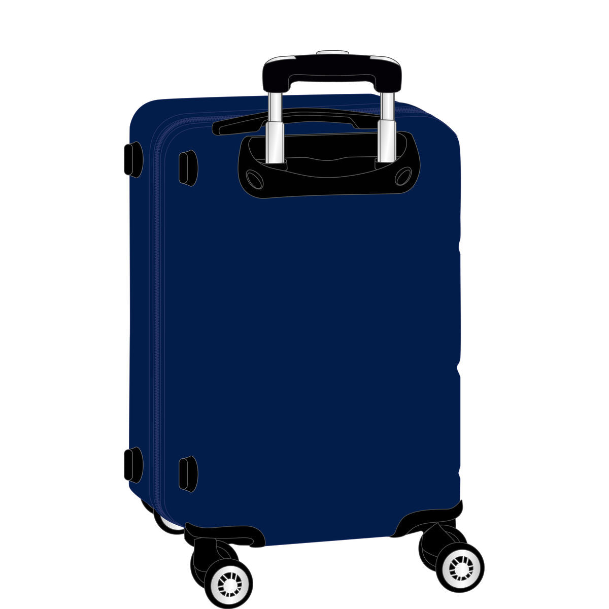Maleta de cabina azul marino 20 pulgadas con ruedas giratorias y asa ergonómica.