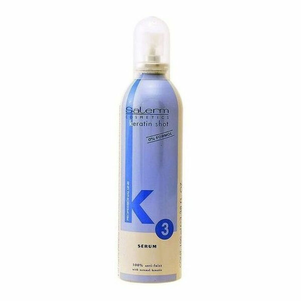 Sérum Capilar Keratin Shot 100 ml en botella azul, ideal para mejorar y realzar la belleza del cabello.