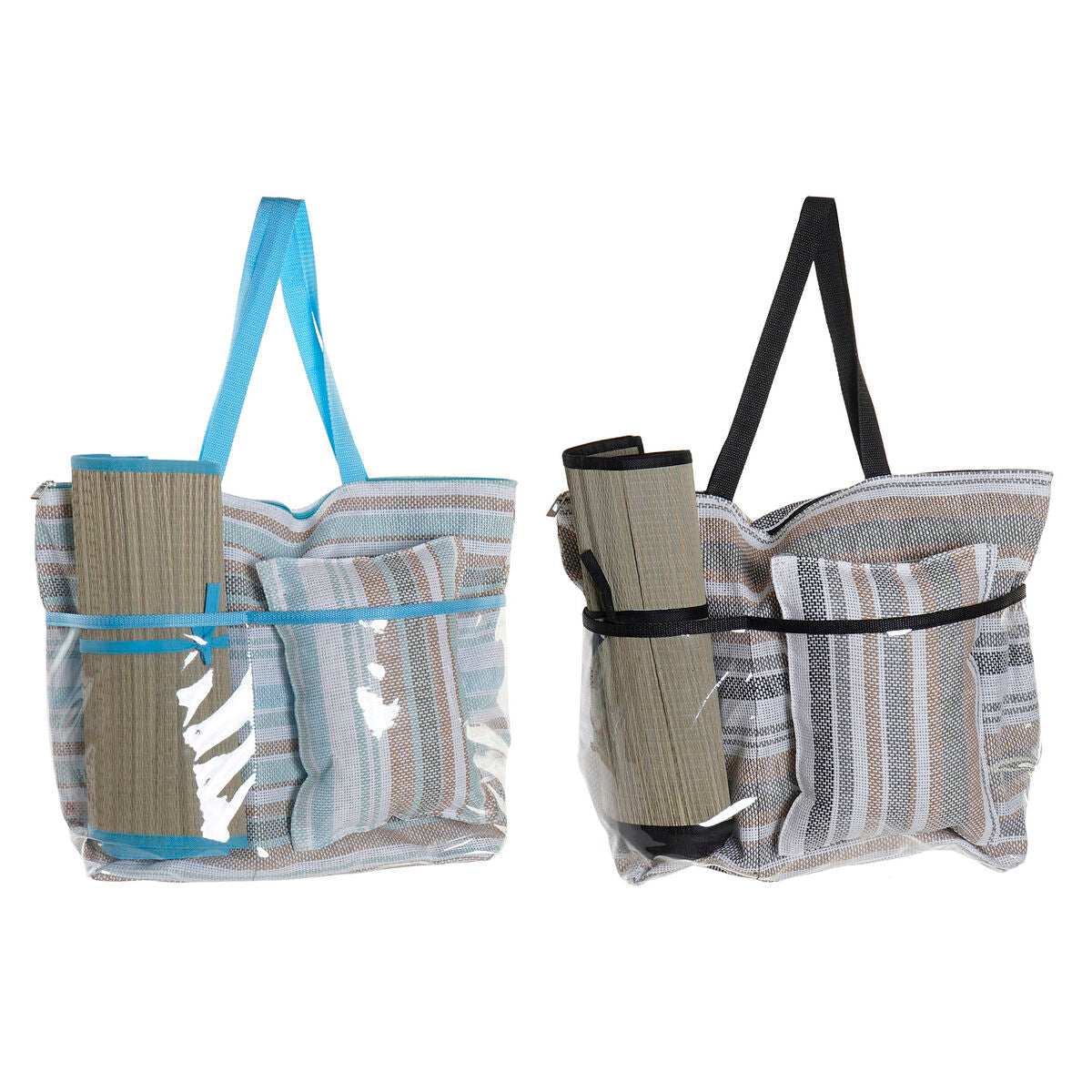 Bolsa de Playa DKD Home Decor Azul Marrón Verde Gris Menta PVC Lienzo 44 x 23 x 62 cm (2 Unidades) - bolsas de playa DKD decor