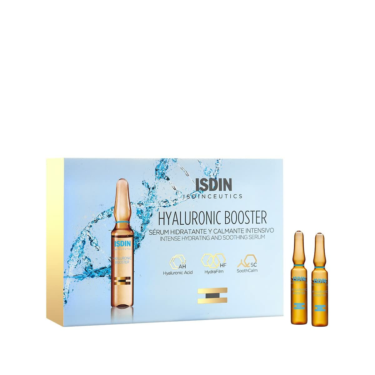 Ampollas Isdin Isdinceutics hidratante facial ampollas, tratamiento con ácido hialurónico, set de belleza.