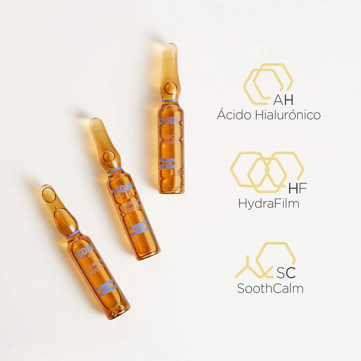 Ampollas Isdin Isdinceutics 2 ml Hidratante Tratamiento Facial con Ácido Hialurónico y HydraFilm.