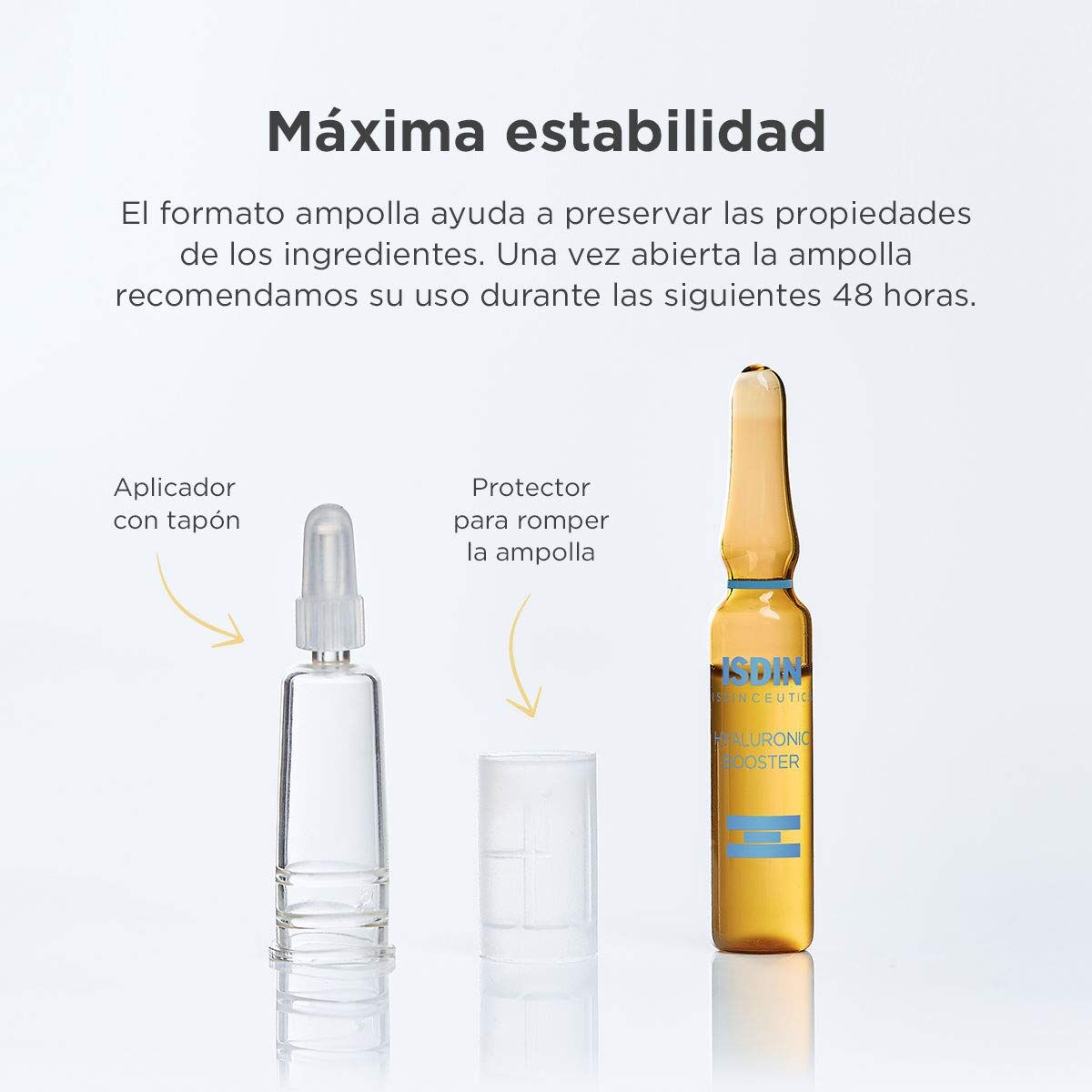 Isdin Isdinceutics hidratante facial ampollas con aplicador y protector para máxima estabilidad.