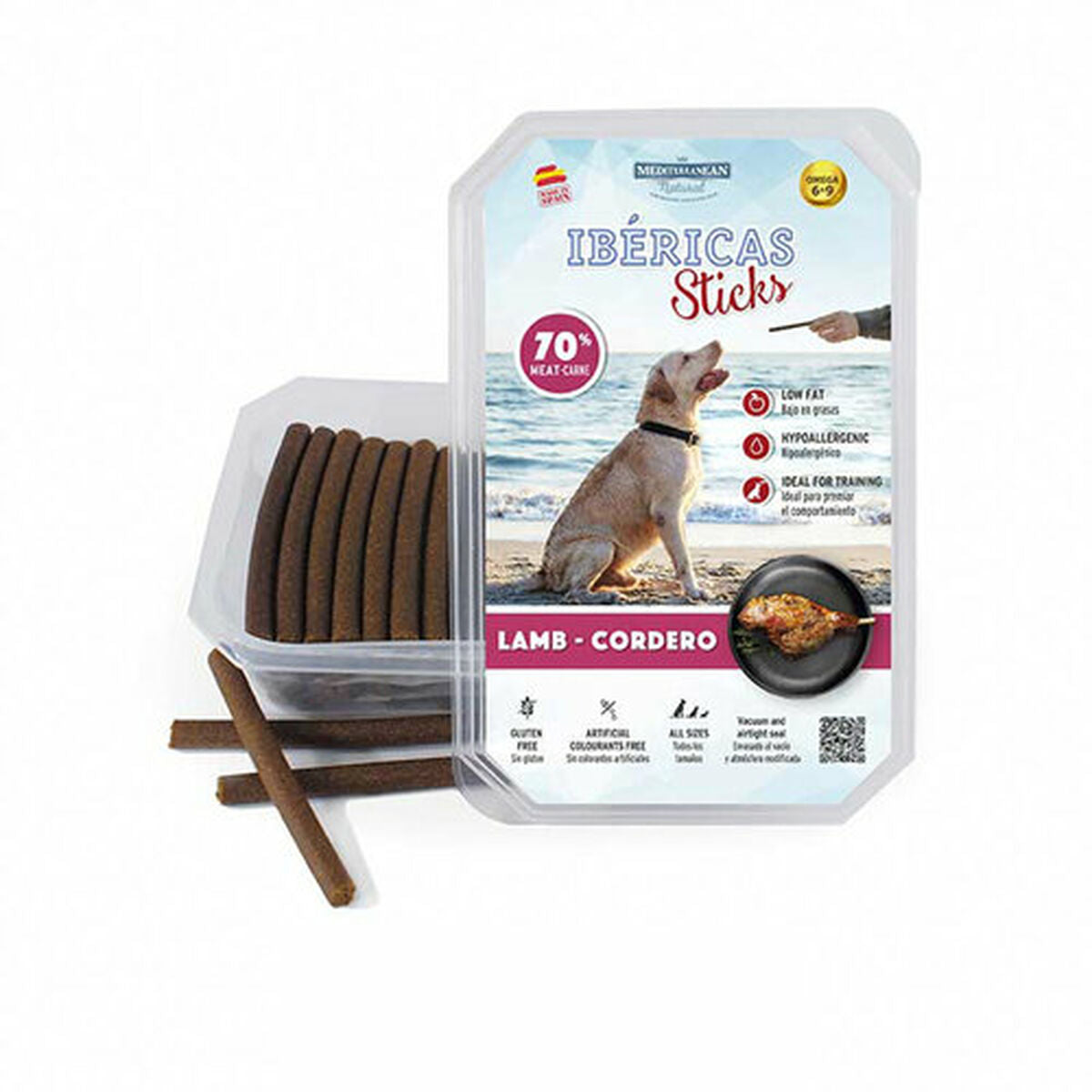 Snack para perros sabor cordero en envase de 800 gr, ideales para entrenar y consentir a tu mascota.