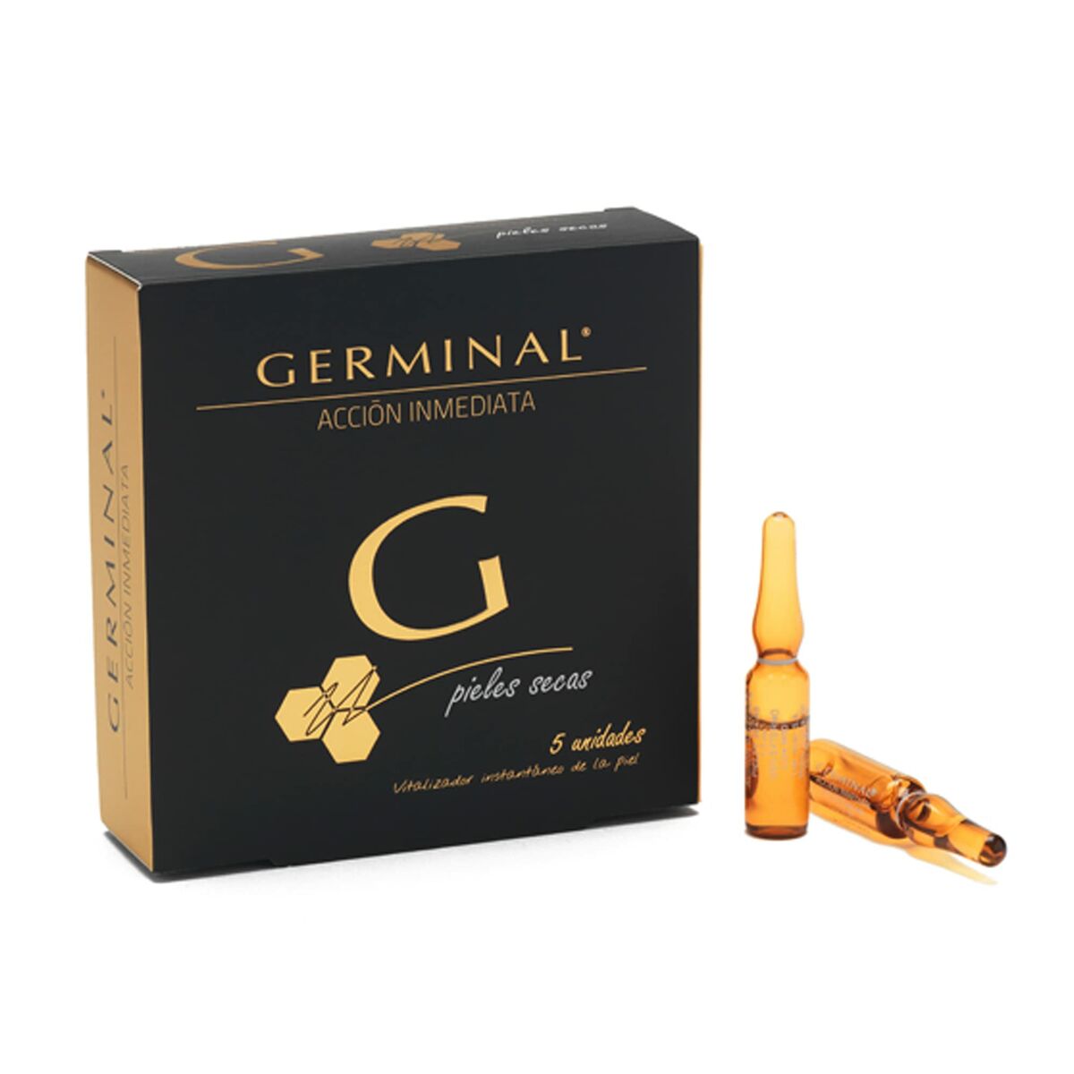 Ampollas Germinal 5 x 1,5 ml Piel Seca, ideal para hidratar y mejorar la apariencia de la piel seca. Germinal ampoules for dry skin.