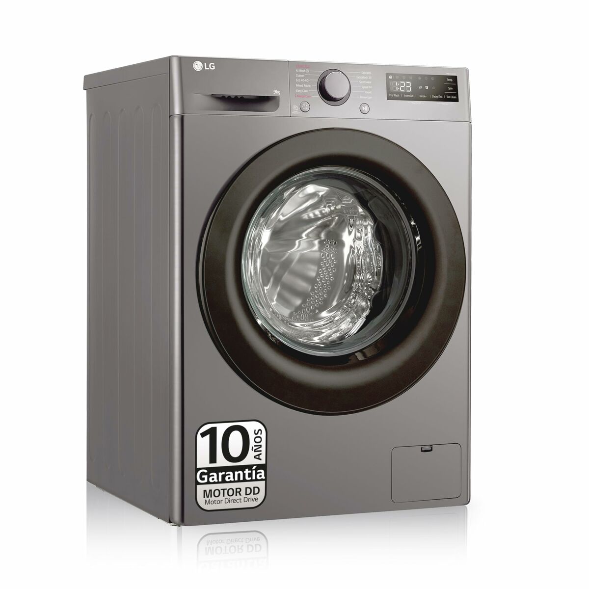 Lavadora LG F4WR5009A6M gris 60 cm, 1400 rpm, 9 kg, con garantía de 10 años en motor DD.