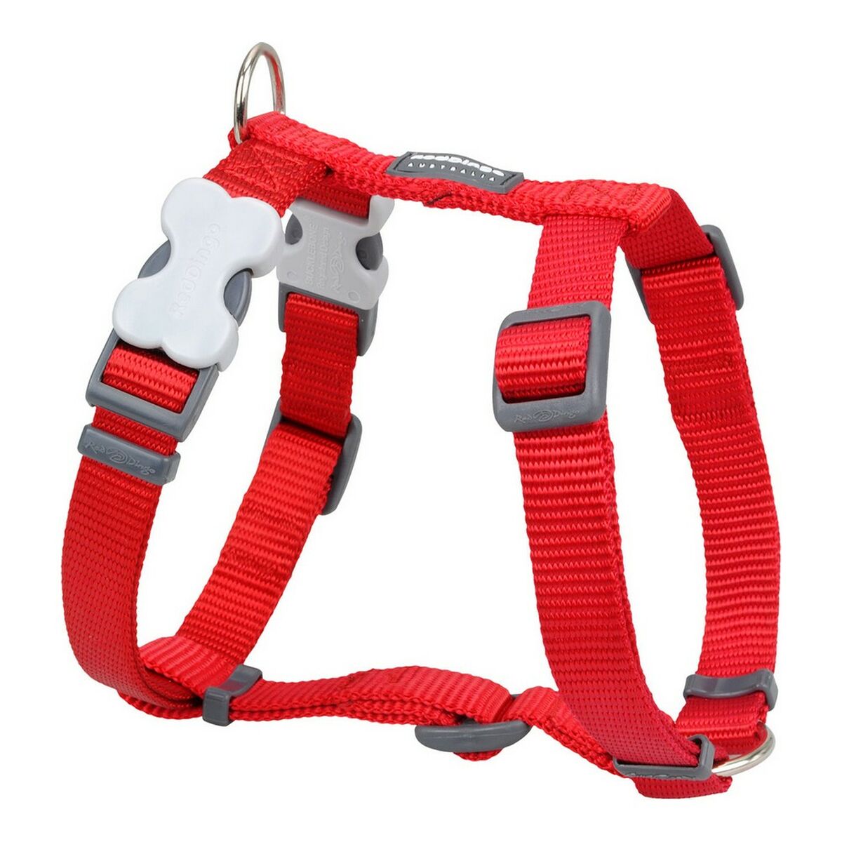 Arnés para perro rojo liso ajustable Red Dingo, 60-109 cm, diseño liso, grosor 25 mm, material acero inoxidable.