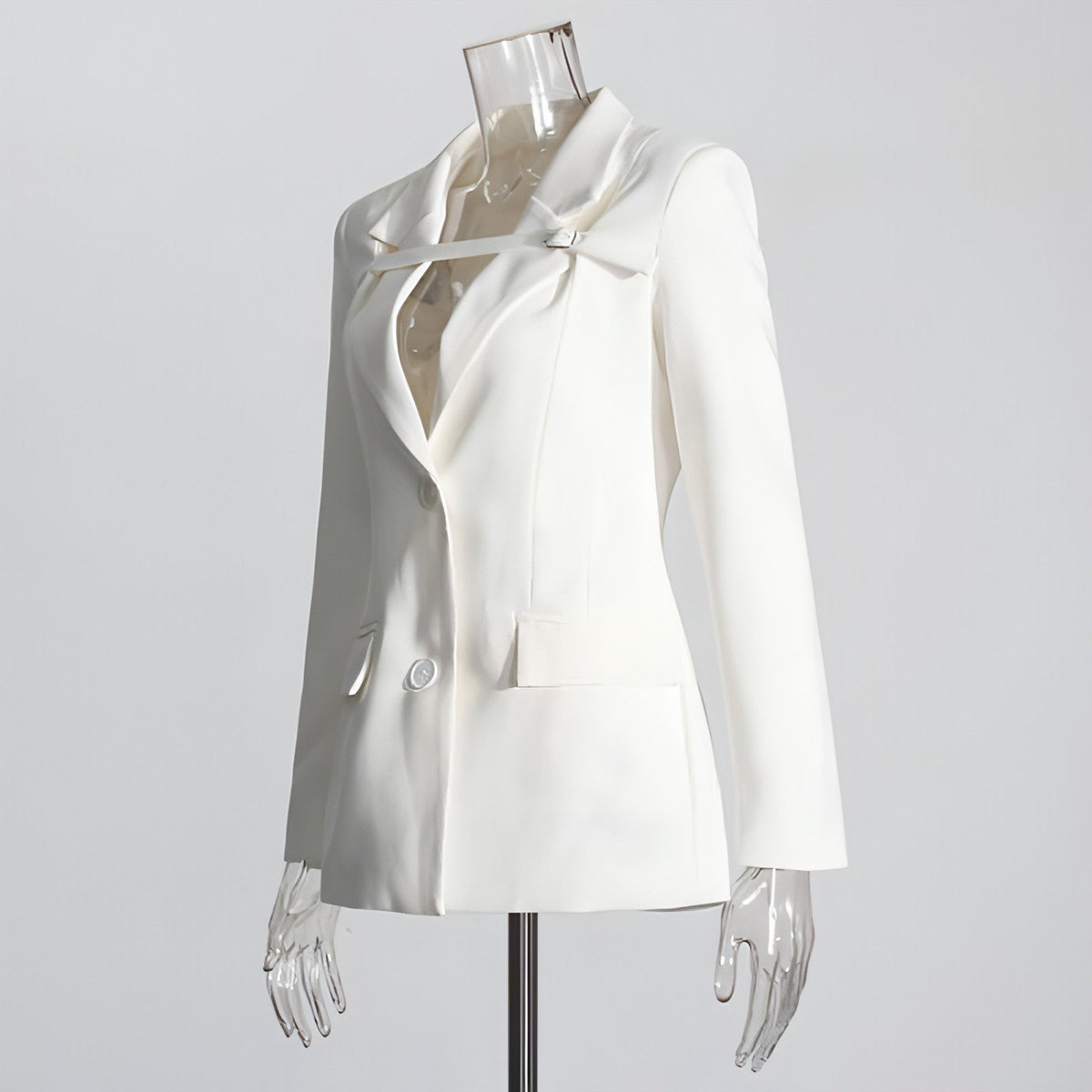 Chaqueta de Traje Slim Fit Patchwork | Mujer | Tejido Premium | Color Blanco