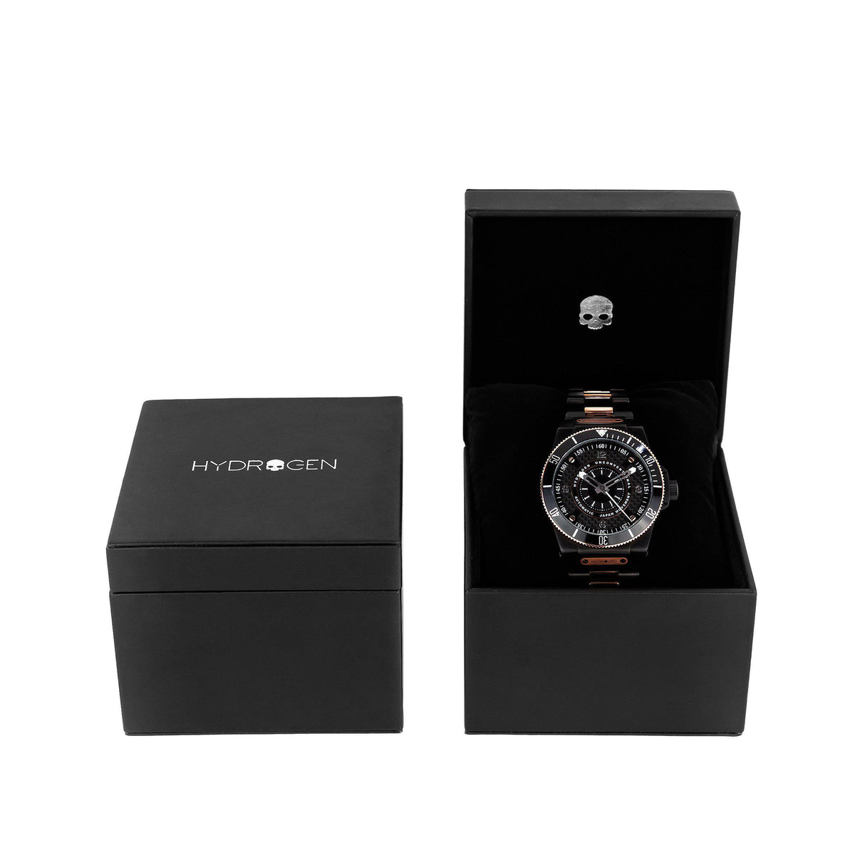 Reloj Sportivo Pulsera Negro y Oro Rosa