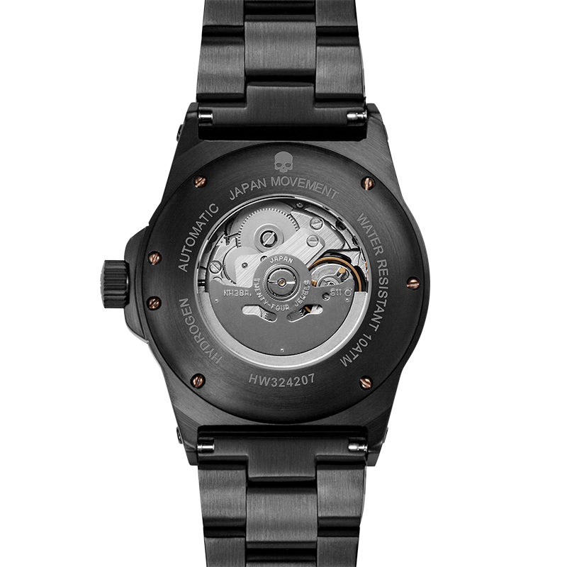 Reloj Sportivo Pulsera Negro y Oro Rosa