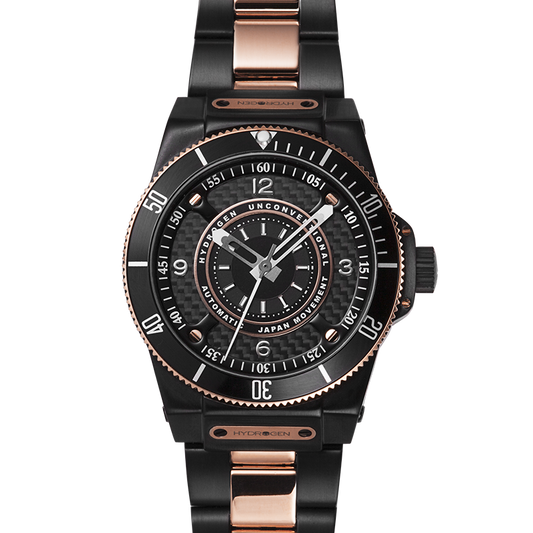 Reloj Sportivo Pulsera Negro y Oro Rosa