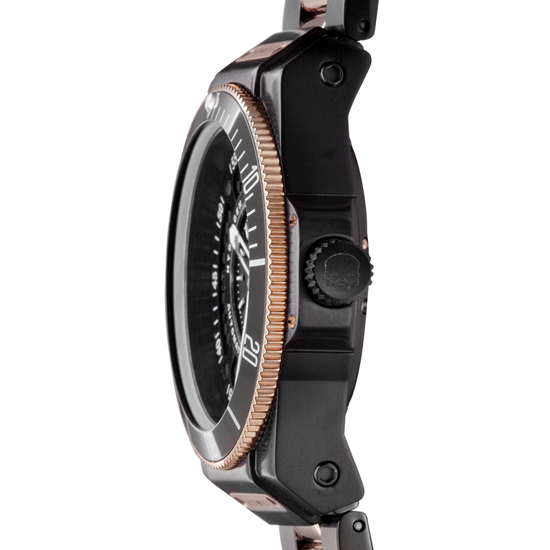 Reloj Sportivo Pulsera Negro y Oro Rosa