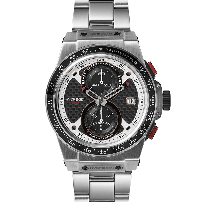 Reloj Cronógrafo Otto Chrono | Esfera Fibra de Carbono | Pulsera Acero Inoxidable | 44 mm