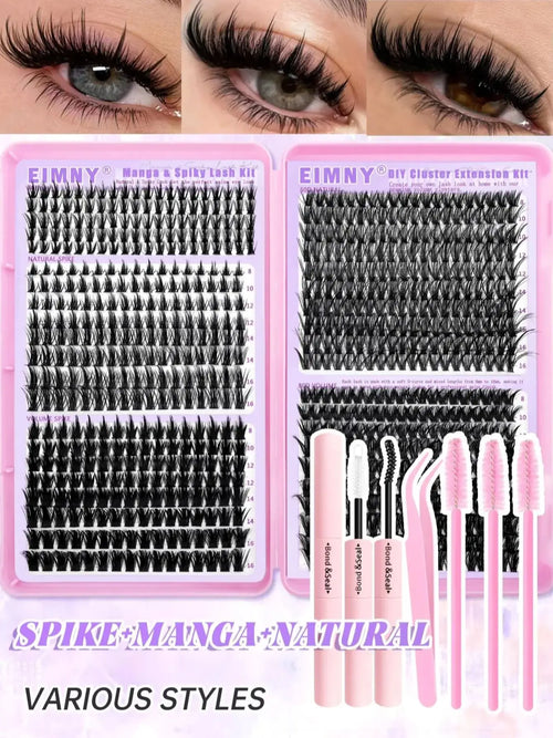 Kit de extensiones de pestañas (720/200 unidades) para un acabado voluminoso y esponjoso.