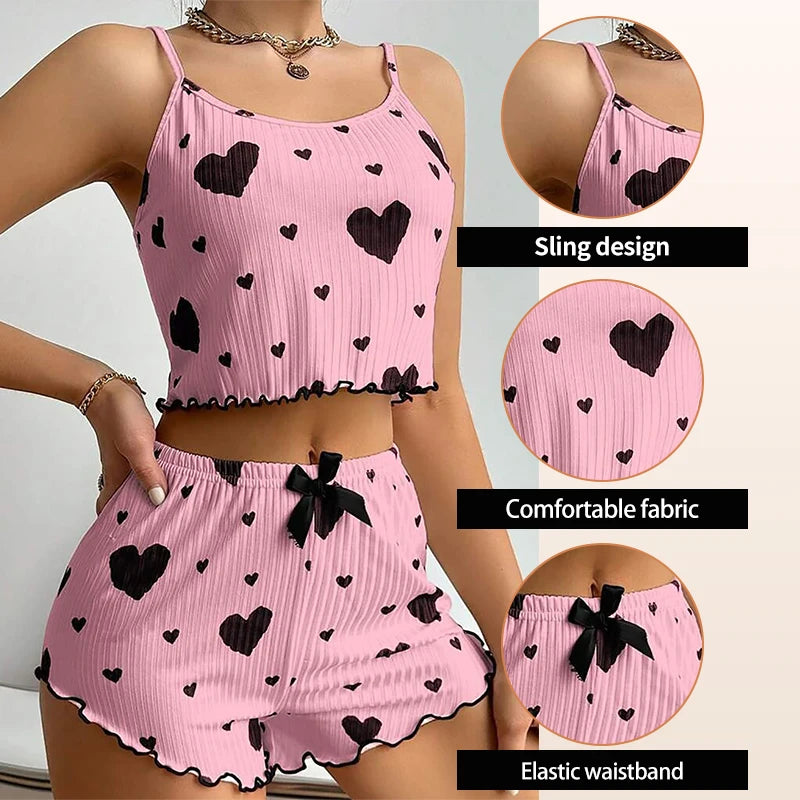 Pijama Mujer 2 Piezas | Top Tirantes y Short | Tallas S-XL