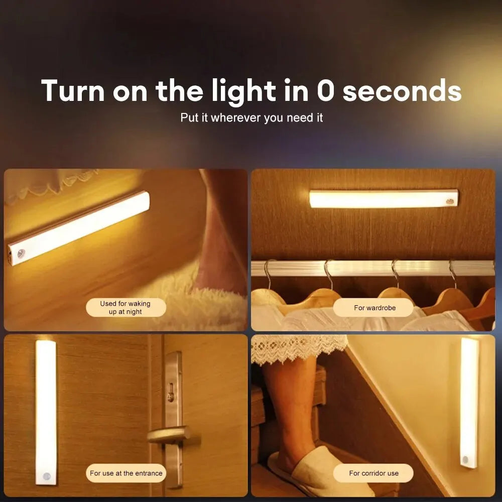 Barra de Luz LED con Sensor de Movimiento | Recargable USB-C | Regulable | 10, 20, 30 y 50 cm