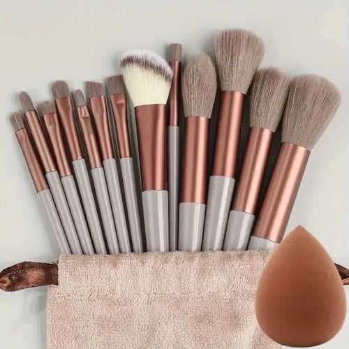 Set de Brochas de Maquillaje Profesional 13 piezas | Kabuki, Difuminadoras, Base y Sombras
