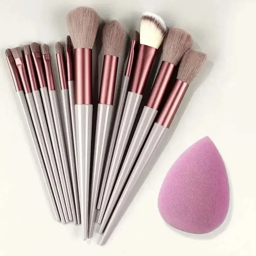 Set de Brochas de Maquillaje Profesional 13 piezas | Kabuki, Difuminadoras, Base y Sombras