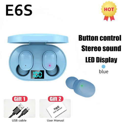 Auriculares Bluetooth TWS E6S Inalámbricos con Mic | Pantalla LED | Cancelación de Ruido