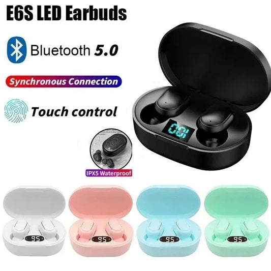 Auriculares Bluetooth TWS E6S Inalámbricos con Mic | Pantalla LED | Cancelación de Ruido