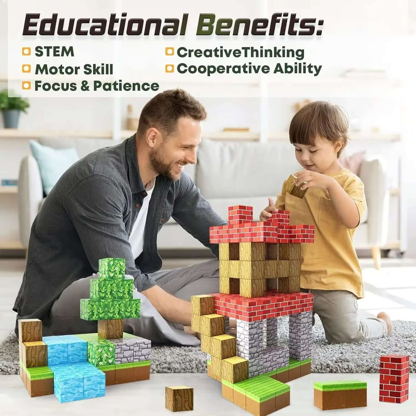 100Pcs Magnetic Blocks Toy Build Magnet Set for Boys Girls Stem Montessori Sensory Cubes for Toddlers Gift