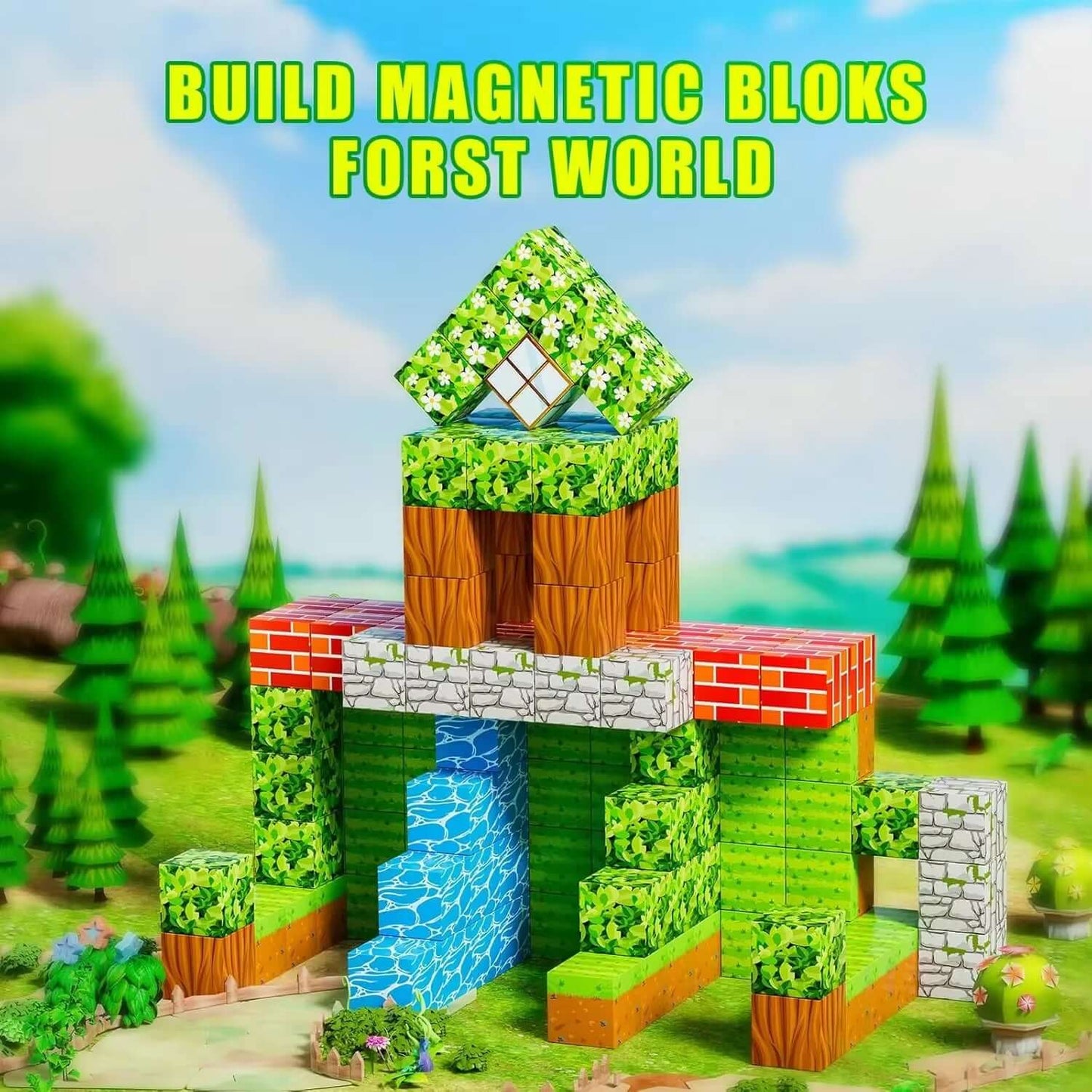 100Pcs Magnetic Blocks Toy Build Magnet Set for Boys Girls Stem Montessori Sensory Cubes for Toddlers Gift
