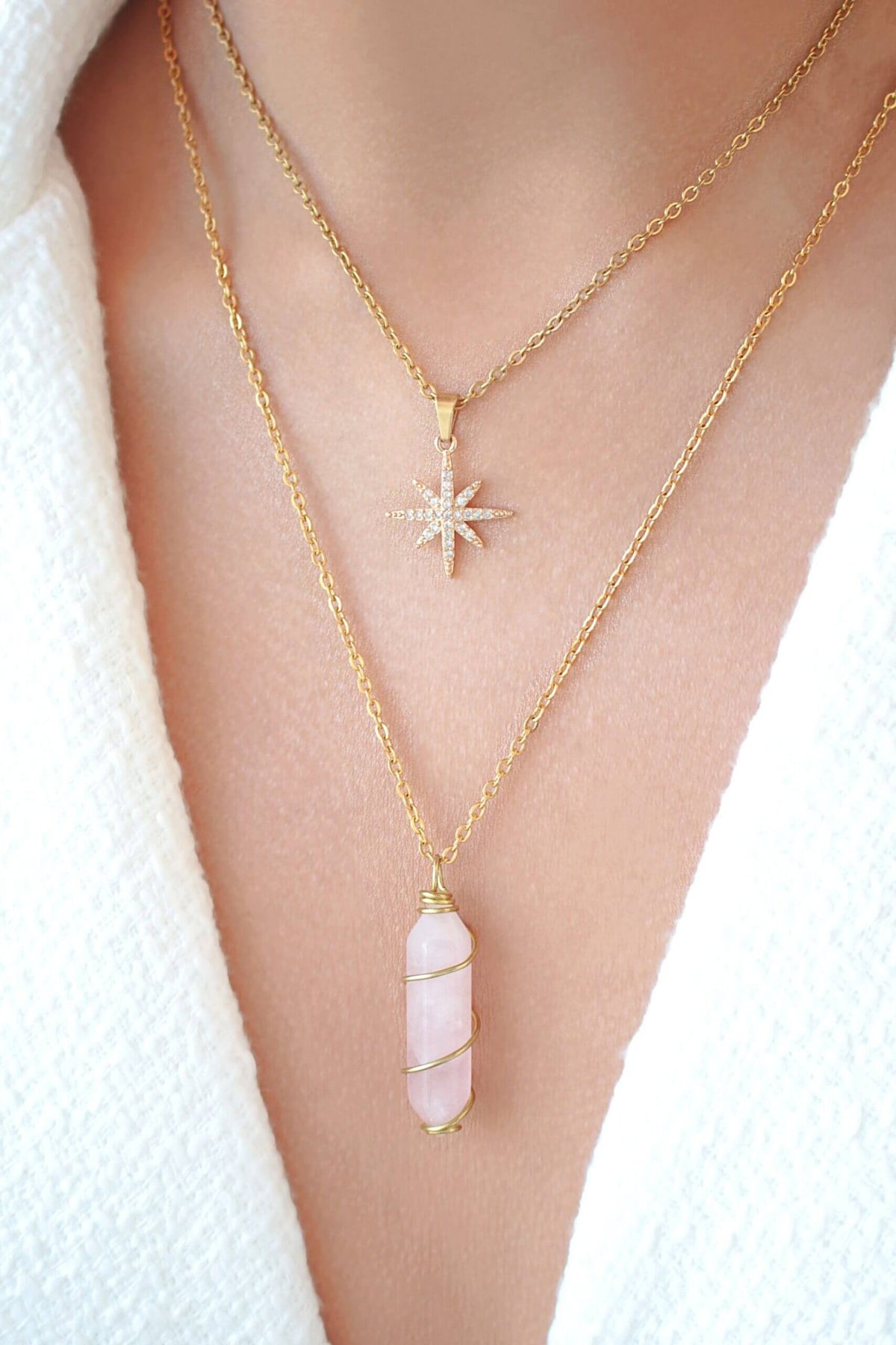 Collar Estrella Polaris Bañado en Oro 24 Quilates