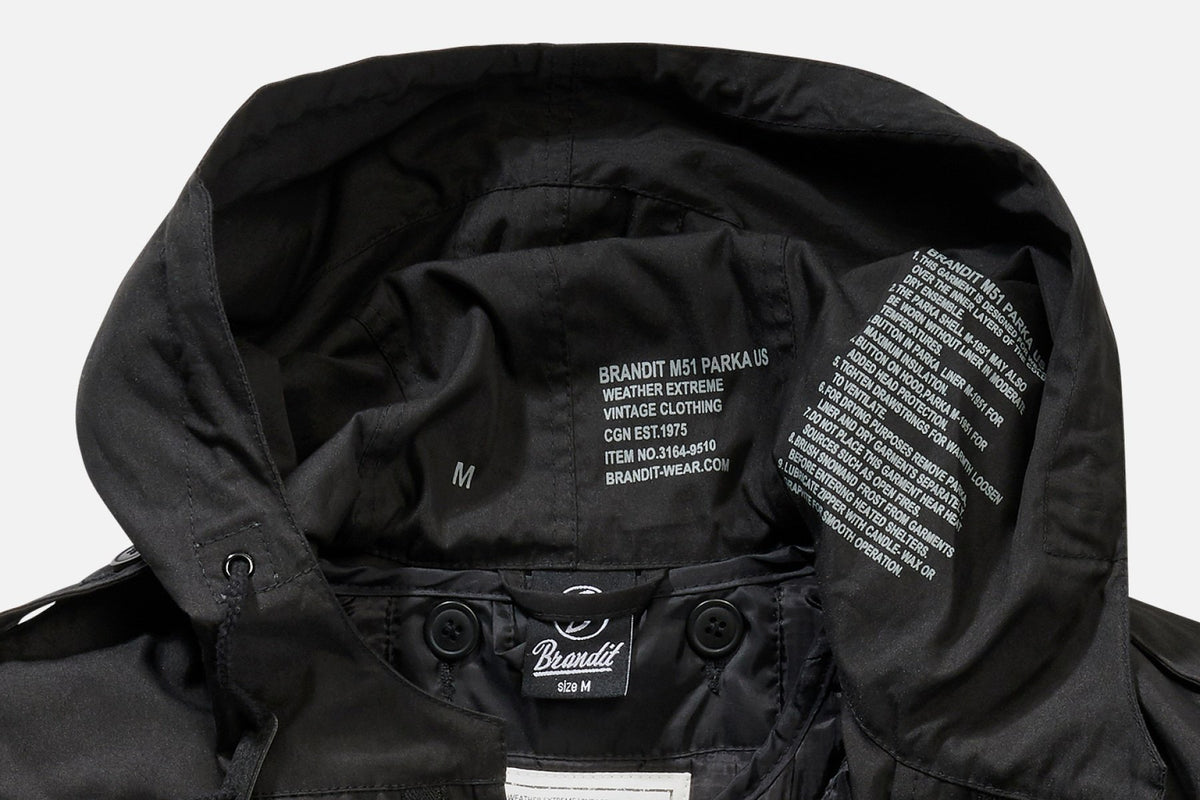 Parka Militar M51 Brandit | Forro Térmico Extraíble | Capucha | Estilo Urbano | Hombre | Tallas S-3XL