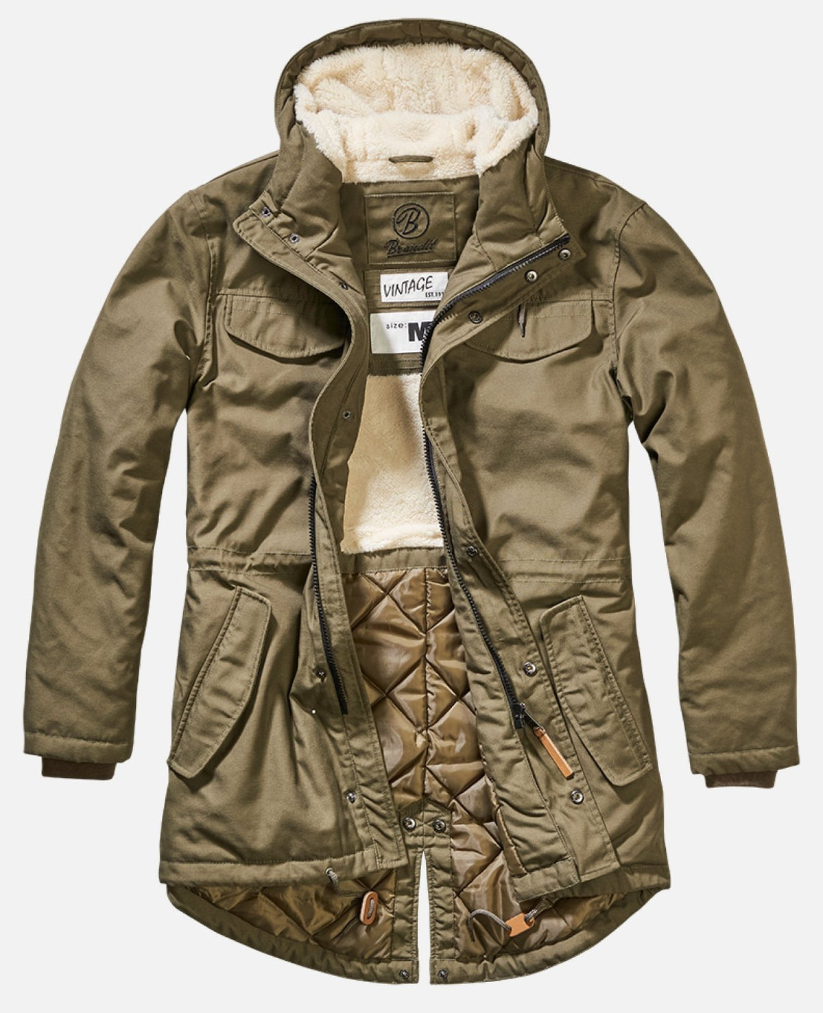 Brandit Marsh Lake Parka | Chaqueta Fishtail con Forro de Peluche | Hombre